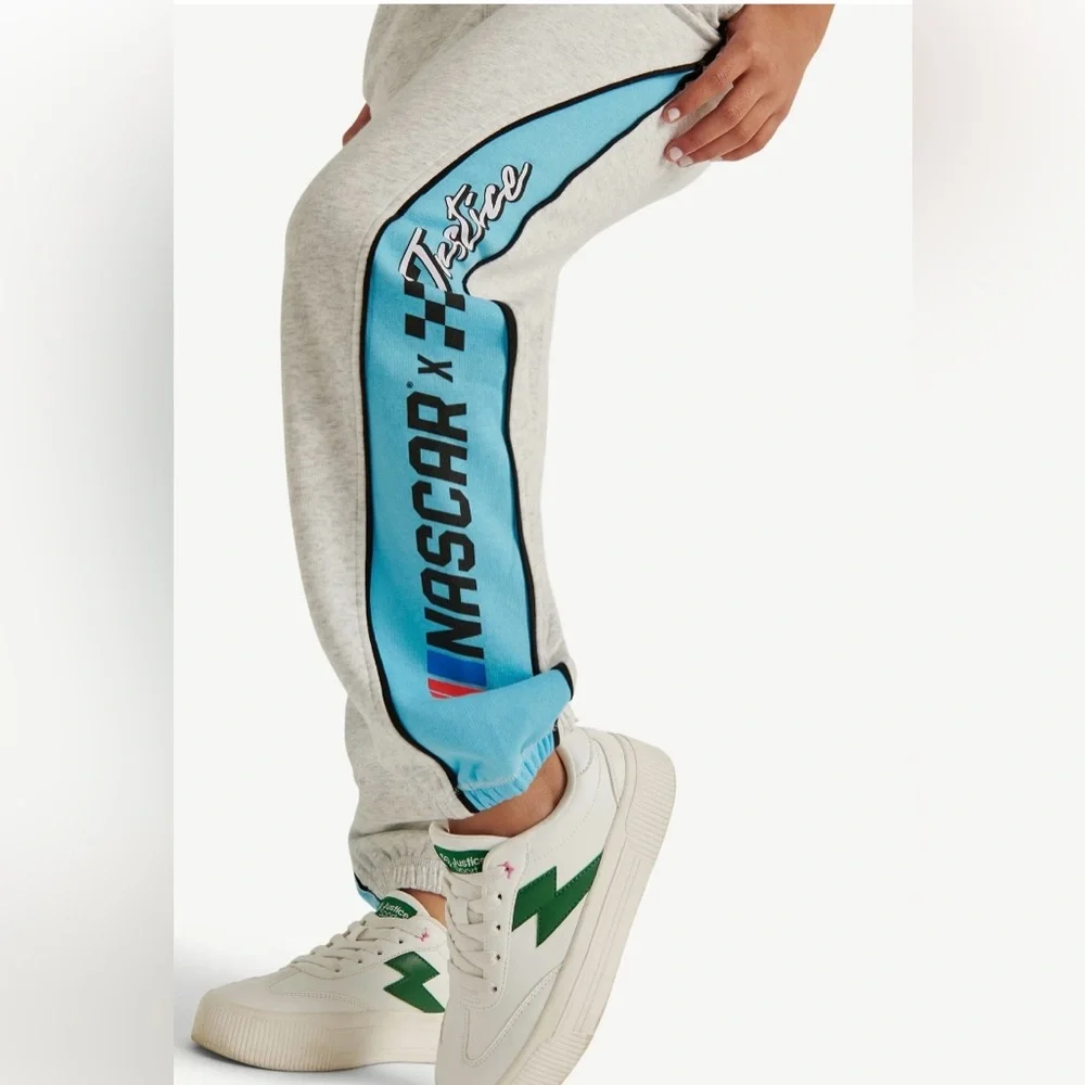 Justice x NASCAR Girls Jogger‎ Sweatpants Size S (7-8) NWT Colorblock Fleece